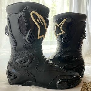 Black Alpinestars Stella S-MX 5 riding boots 8.5 40EUR street motorcycle leather
